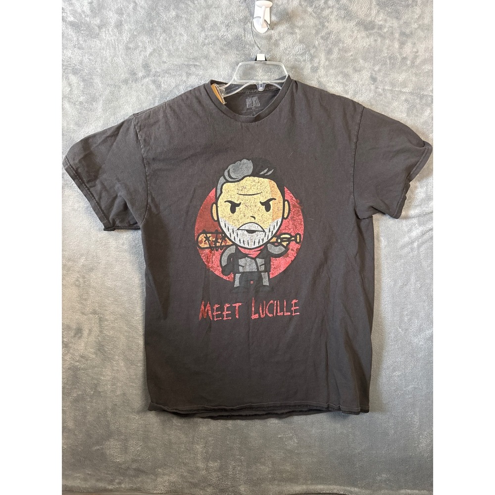 The Walking Dead Negan Meet Lucille Graphic T-Shirt Mens Large Charcoal Gray
